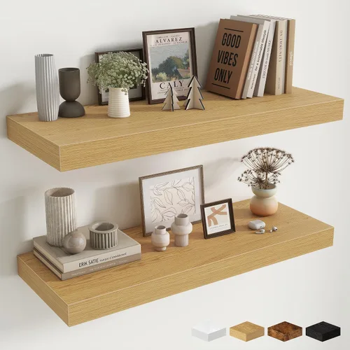 Miniatura 78 de Estantes flotantes de 48 pulgadas para pared, estante de chimenea de 10 pulgadas de profundidad, estantes flotantes de madera para pared, estantes
