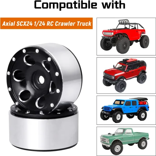 Miniatura 3 de 1.0 Beadlock Wheels 1" Micro llantas de rueda para todos 1/24 Escala Axial SCX24 RC Crawler Car Upgrades Accesorios