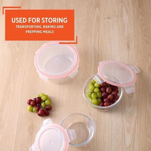 Miniatura 5 de IMUSA Recipientes de vidrio para almacenamiento de alimentos con tapas, juego de 6 piezas, recipientes de borosilicato para preparación de comidas