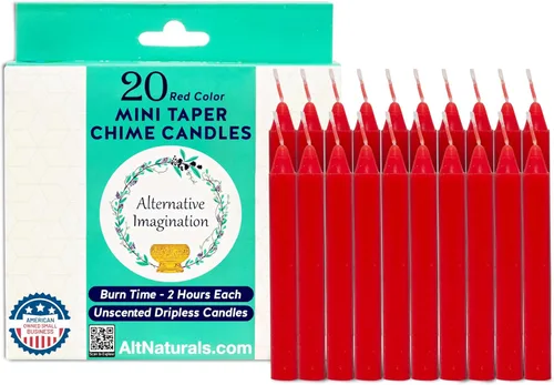 Miniatura 10 de Alternative Imagination Velas de campanillas de colores, paquete de 20 mini velas cónicas sin perfume de 4 pulgadas, velas rituales de larga