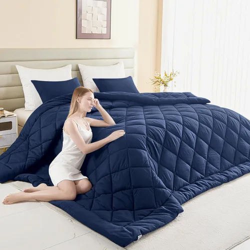 Miniatura 21 de Edredón King de gran tamaño, edredón súper King de gran tamaño, edredón suave para todas las estaciones, relleno de edredón alternativo con 8