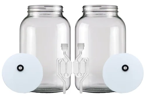 Miniatura 3 de FastRack Tarro de boca ancha de un galón con tapa perforada y doble burbuja Airlock-Set de 2, multicolor (B01AKB4G9E), 1 galón y jarra de 1 galón
