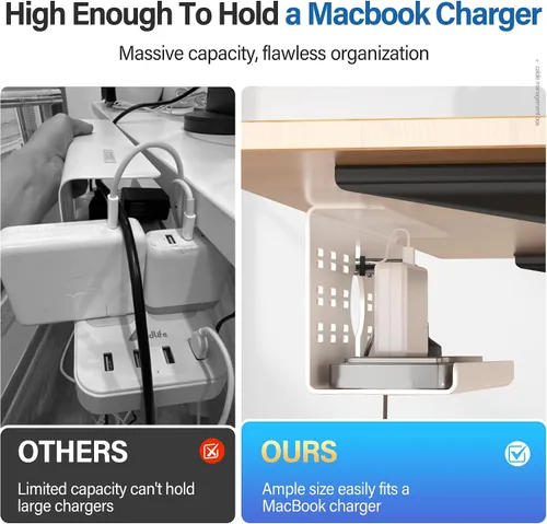 Miniatura 2 de Cinati - Paquete de 2 organizadores de cables para debajo del escritorio, bandeja grande de 32 pulgadas para organizar cables, organizadores
