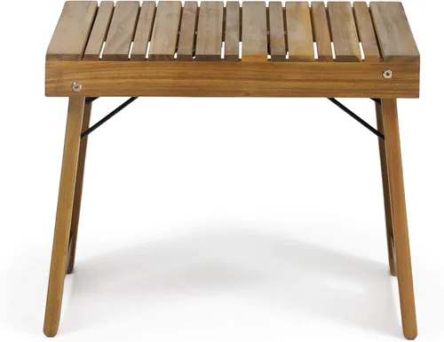 Miniatura 10 de Christopher Knight Home Hilton. Mesa auxiliar plegable de madera de acacia para exteriores, acabado en teca Acabado teca