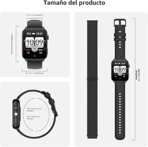 Miniatura 8 de Blackview Reloj inteligente para hombres y mujeres, reloj de fitness con pantalla táctil HD de 1.91" con linterna, notificaciones Bluetooth/hacer