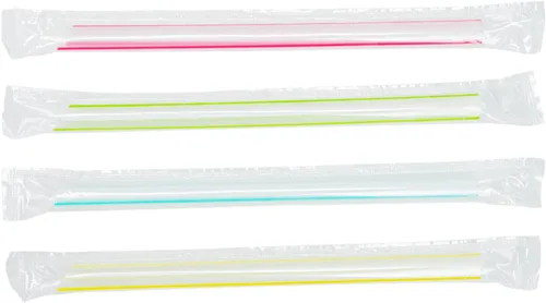 Karat Pajitas Boba de 7.5 pulgadas (0.39 pulgadas de diámetro), envueltas individualmente, transparentes con rayas mixtas