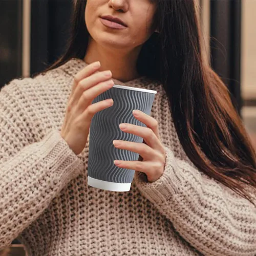 Miniatura 6 de Clawsoff Paquete de 90 tazas de café desechables de 16 onzas sin tapas, tazas de café de papel ondulado aislado gris de 16 onzas, tazas de papel