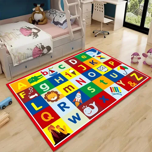 Miniatura 13 de Alfombras de área para niños, 3 x 4 pies, alfabeto, números y formas, alfombra de aprendizaje educativa para niños para sala de juegos, sala