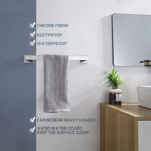 Miniatura 5 de KOKOSIRI Barra de Toalla Individual de 16 Pulgadas, Toallero para Baño o Cocina, Toallero de Pared de Acero Inoxidable SUS304, Cromo Pulido