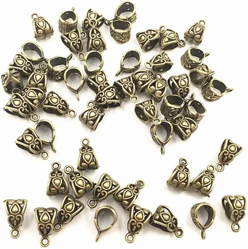 Miniatura 5 de 100 piezas de aleación de cuentas de conector para bricolaje, collar, pulsera, joyería colgante adaptador (plata antigua) por Alimitopia, Zinc