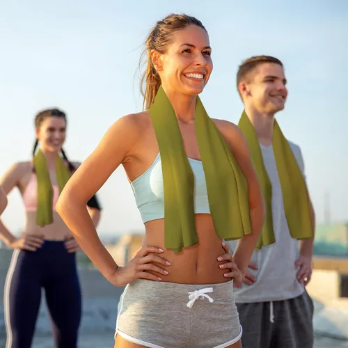 Miniatura 7 de Honoson Toalla de enfriamiento a granel – Toallas frescas para cuello y cara, microfibra transpirable y deportiva para gimnasio, yoga, viajes, Verde