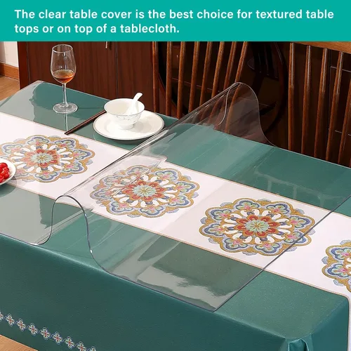 Miniatura 5 de Protector de Mesa Transparente de 12X12 Pulgadas, Cubierta Protectora de Mesa de Plástico de 1.5mm de Grosor, Cubierta de Mantel Impermeable