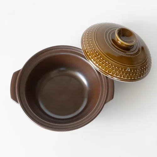 Miniatura 8 de Banko Ware 32781 Clear AKARI Earthenware Pot No. 8 for 2-3 People, M, 59.1 fl oz (1,500 ml), Microwave Oven, Direct Fire, Brown, Made in Japan