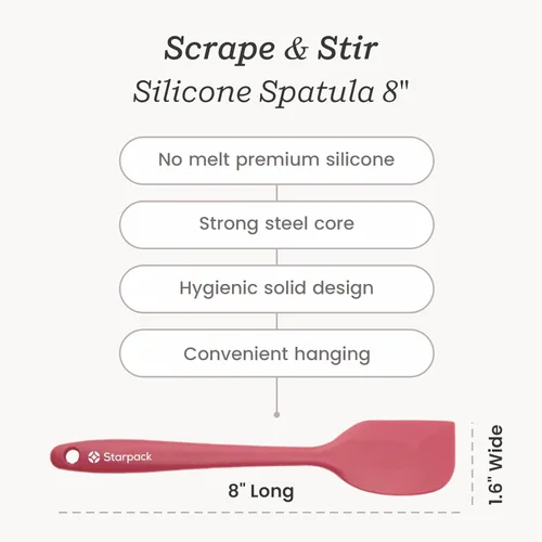 Miniatura 4 de Starpack - Espátula de silicona 'Scrape & Stir' (8 pulgadas) – Juego de espátulas resistentes al calor 600°F – Espátulas de cocina de grado