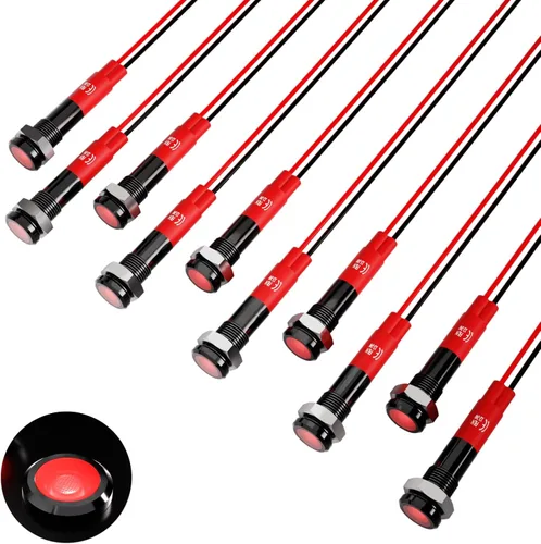 Miniatura 11 de 5 piezas 8 mm (5/16'') luz indicadora LED Luz indicadora 110V 120V lámpara piloto de metal Aluminio negro anodizado impermeable ip67 Luz de señal