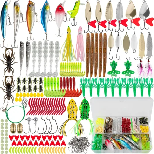 Miniatura 9 de GOANDO Fishing Lures Kit for Freshwater Bait Tackle Kit for Bass Trout Salmon Fishing Accessories Tackle Box Including Spoon Lures Soft Plastic