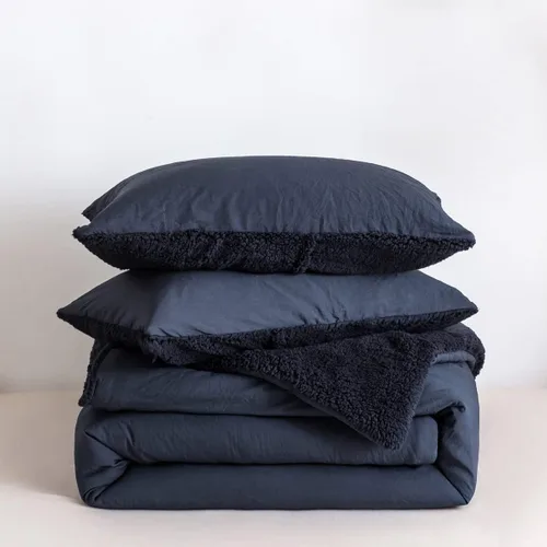 Miniatura 8 de COTTEBED Juego de edredón Queen tamaño con forro de sherpa, juego de edredón de cama con forro de sherpa, ropa de cama esponjosa, edredón lavable