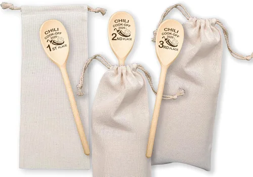 Miniatura 7 de Chili Cook Off Spoon Premio Personalizado Trofeo de Chili de Madera Premio Campeón de Cocina 1er 2do 3er Lugar Mejor Postre Personalizado Nombre
