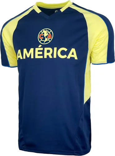 Camiseta Club America para hombre, camiseta de fútbol de manga corta, camiseta con licencia de Club America azul marino (talla S)