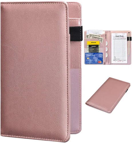Miniatura 15 de Libreta organizadora para camarera Book&Waitstaff; de piel con brillos y cartera y bolsillo con cierre; lindo organizador con bolsillo para monedas