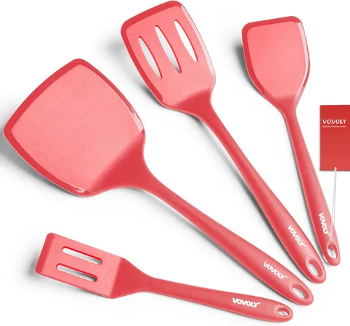 Miniatura 10 de Juego de espátulas de silicona, espátula volteadora de silicona resistente al calor de 600°F para cocinar, utensilios de cocina antiadherentes