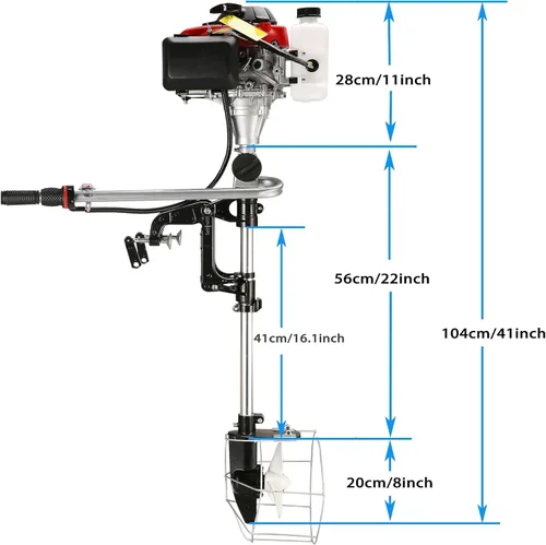 Miniatura 3 de Motor fuera de borda de 4 tiempos, motores fuera de borda de 4 hp para inflable, kayak, bote, canoa bote pequeño, con sombra y marcha atrás manual