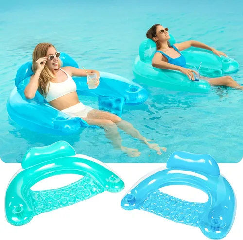 Miniatura 2 de SLOOSH Inflatable Pool Floats Adult,2 Pack Pool Chairs with Cup Holders,X-Large Blow up Floats Chair,Hammock Noodle Mat for Relaxing Summer Water