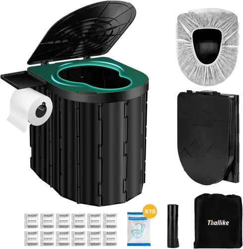 Miniatura 8 de Portable Camping Toilet with Pop-Up Privacy Tent, 12-inch Toilet Seat, Outdoor Portable Folding Toilet Potty for Adults Load Capacity of 400 Lbs