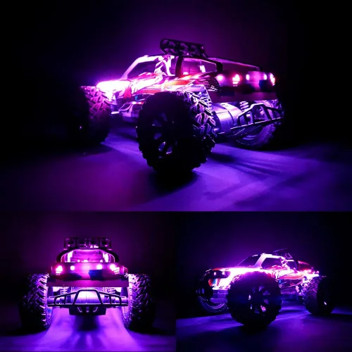 Miniatura 2 de Tiras de luz LED impermeables para autos RC, camiones, aviones, barcos, drones, ala fija, modelo ala AR, luz de resplandor inferior (rosa)