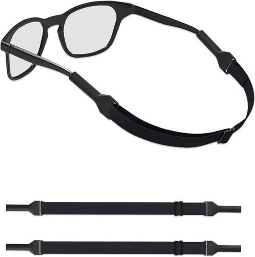 ZXZone Correas ajustables para gafas, 2 unidades, sin cola, correas de vidrio ajustables para hombres, mujeres, niños, lentes de sol, negro (8-13