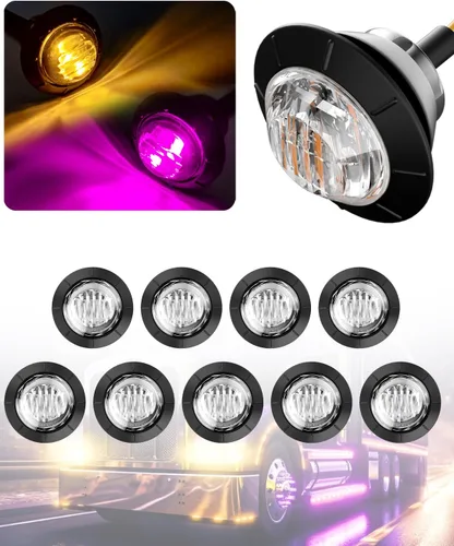 Miniatura 8 de BJZ juego de 10 luces LED redondas de 3/4 de pulgada para remolque, luz de gálibo lateral de doble color ámbar a verde, luz de cola
