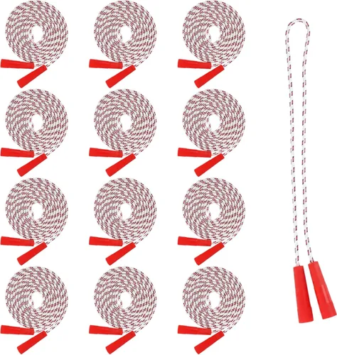 ArtCreativity Cuerdas de nailon de 84 pulgadas para niños, paquete de 12, cuerdas de saltar duraderas con asas de plástico, actividades saludables
