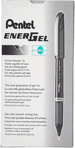 Miniatura 6 de Pentel EnerGel NV pluma de gel de tinta, (0.5mm), punta de aguja, tinta negra, paquete de 2 (BLN25BPA)