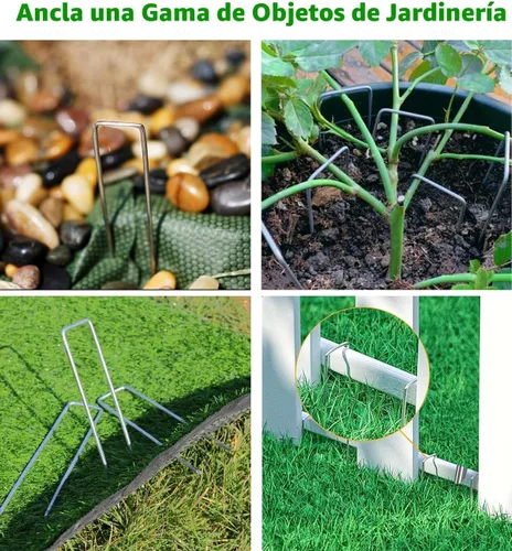 Miniatura 6 de Estacas de jardín galvanizadas en forma de U, 15,2 cm, 100 piezas, grapas de paisaje, estacas para el suelo, para decoración, barrera de malezas