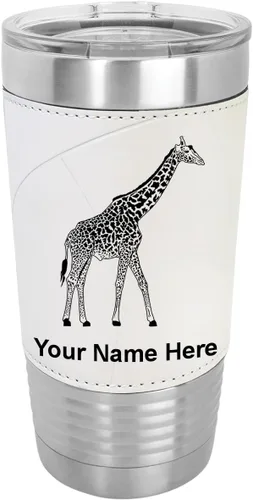 Miniatura 8 de LaserGram Vaso aislado al vacío de 20 onzas, jirafa, grabado personalizado incluido (piel sintética, estilo béisbol)