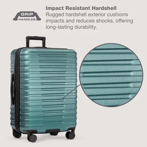 Miniatura 3 de U.S. Traveler Boren - Maleta de viaje de policarbonato resistente con 8 ruedas giratorias, asa de aluminio