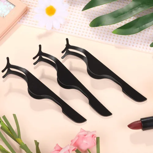 Miniatura 4 de 24 piezas de herramienta aplicadora de pestañas postizas, pinzas de extensión de pestañas de acero inoxidable, pinzas removedoras de clip, pinzas