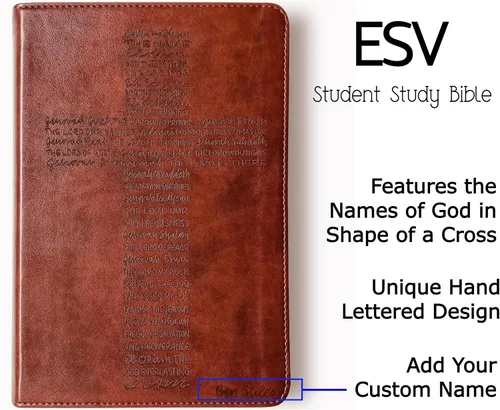 Miniatura 4 de JOY CREATIVE Biblia de estudio estudiantil ESV Personalizado con nombre El diseño personalizado está escrito a mano y grabado con láser Regalo