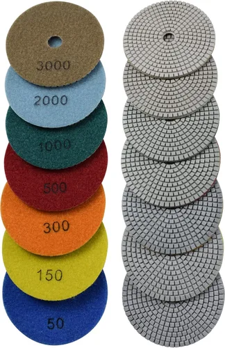 Miniatura 8 de Almohadilla de pulido de diamante de 3 pulgadas para moler mármol granito encimera 7 piezas conjunto