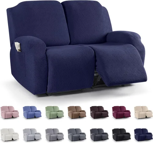Miniatura 68 de KinCam Fundas para sillón reclinable, fundas elásticas para sillas reclinables, fundas para sofá reclinable de jacquard a rayas, protectores