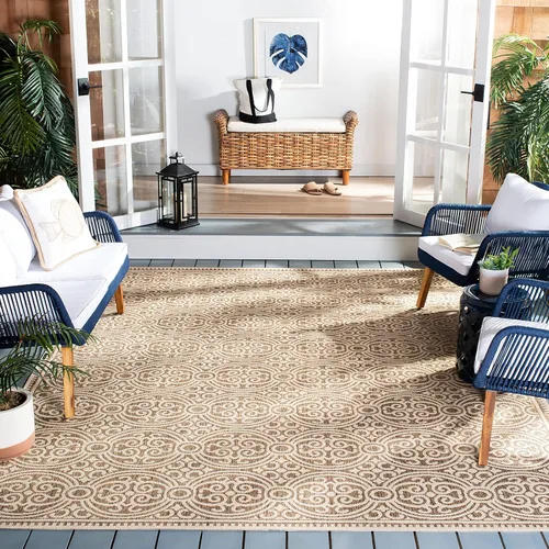 Miniatura 8 de SAFAVIEH Beach House Collection - Alfombra redonda, de 4 pies, color crema y azul, no desprende pelusa y de fácil cuidado, para interiores