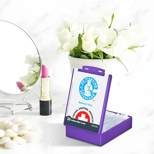 Miniatura 9 de Dr. Piercing Aftercare Hisopos – Solución salina para piercings – Limpiador de piercings de nariz y oreja – Lavado salino, limpiador de orificios