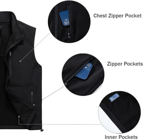 Miniatura 2 de Msmsse Chaleco ligero para hombre, con cuello alto, sin mangas, para senderismo, correr, golf