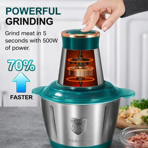 Miniatura 2 de Procesadores de alimentos eléctrico picador de alimentos con picador de carne y picador de verduras con potente motor de cobre, incluye