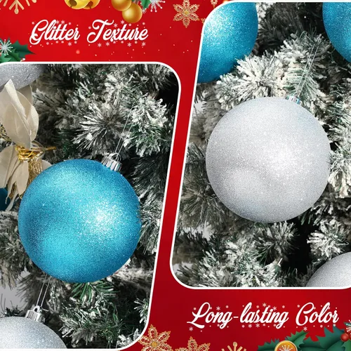 Miniatura 3 de Poen 12 piezas de adornos de bolas de Navidad grandes de 6 pulgadas con purpurina, adornos de Navidad extra grandes, bolas de Navidad gigantes