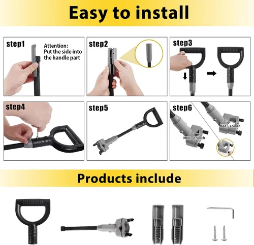 Miniatura 5 de Mango universal para pala de nieve, accesorio de mango protector de espalda para pala de nieve, extensión de mango ergonómico de elasticidad, ajuste