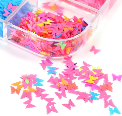 Miniatura 4 de Lentejuelas de uñas de mariposa 3D de 12 colores, mariposas luminosas, diseño de arte de uñas, mariposas holográficas con forma de copos