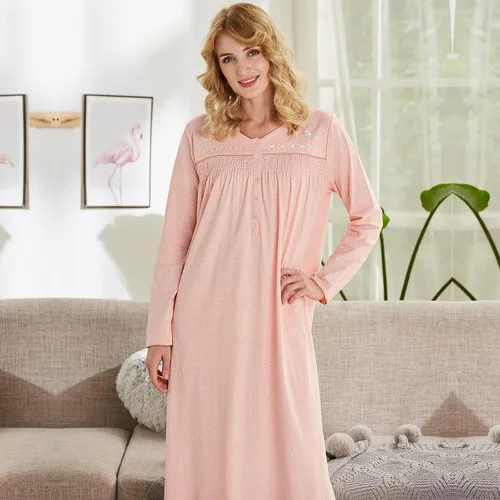 Miniatura 8 de Keyocean - Camisón para mujer, 100% algodón, suave, cálido, cómodo, ropa de dormir y descanso para otoño e invierno