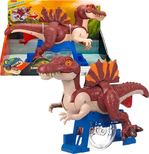 Fisher-Price Imaginext Jurassic World Rebirth Juguete de Dinosaurio, Figura de Spinosaurus Corredor con Movimiento de Embestida y Mordisco, 9