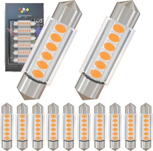 Miniatura 20 de Bombilla LED Festoon C5W de 38mm 39mm DE3425 DE3423 Bombillas LED Ámbar Amarillo Festoon 6418 6411 6423 Bombilla LED DC 12V para Luces Interiores